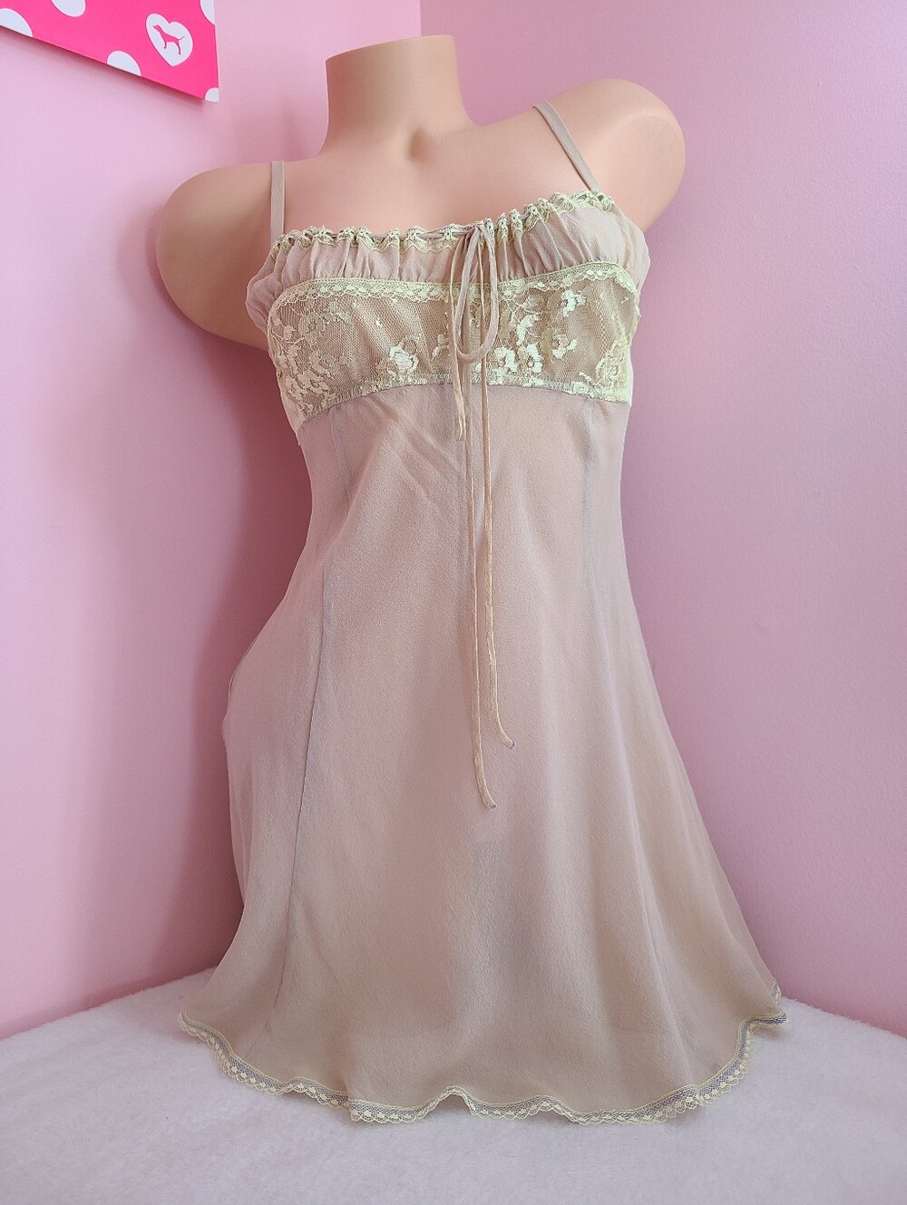 Rare Vintage Y2K Victoria's Secret 100% Silk Milkmaid Babydoll Slip Dress Sz M